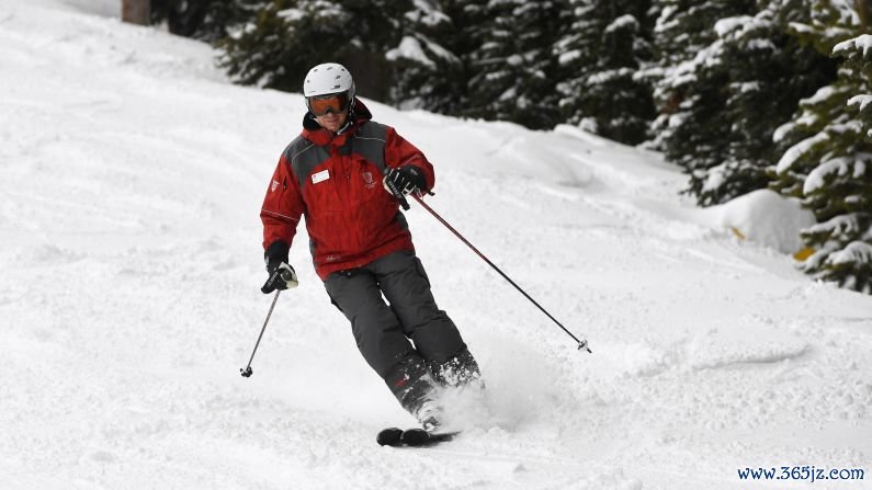 January in Colorado: A patron takes to the slopes at the Winter Park Resort. You can take an express train to get here.