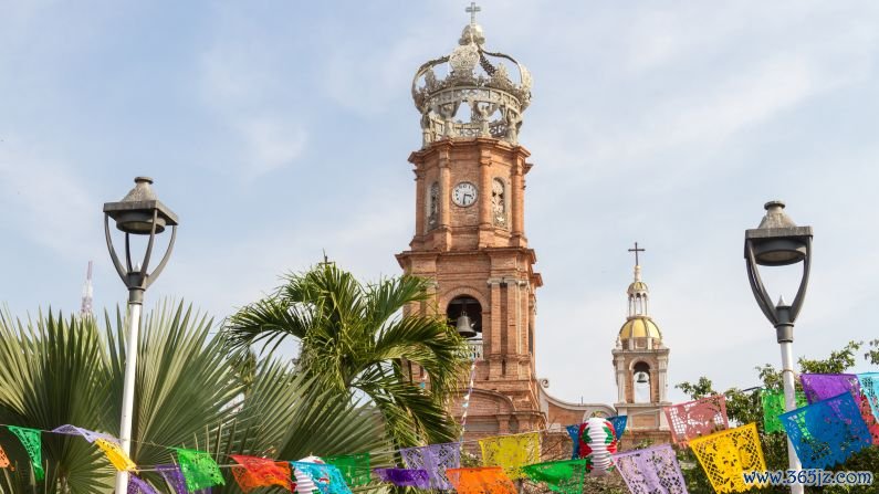 January in Puerto Vallarta, Mexico:  La Iglesia de Nuestra Señora de Guadalupe (The Church of Our Lady of Guadalupe) is one of Puerto Vallarta's most significant landmarks.