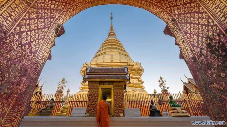 January in Thailand: Wat Phra That Doi Suthep is one of the most sacred temples in Thailand. It sits atop Doi Suthep Mountain and offers exceptional views of the city of Chiang Mai below. 