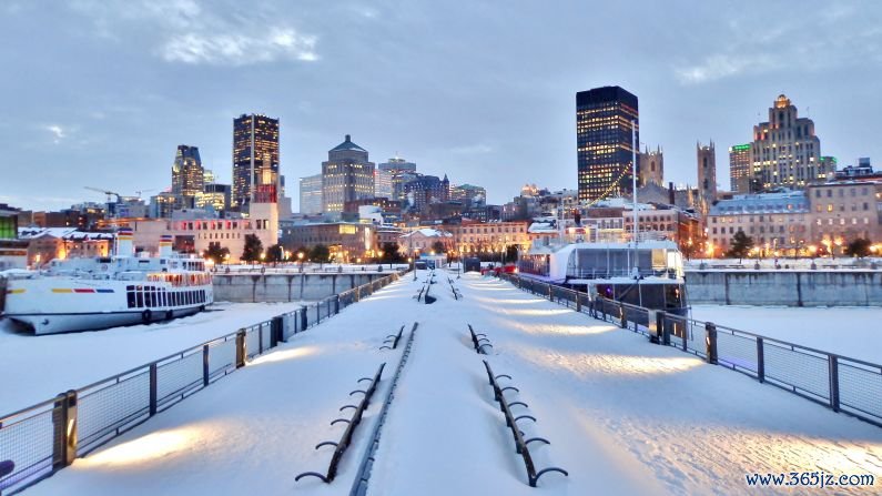 January in Montreal: Yes it's cold, but it's also beautiful this time of year in the largest city of Quebec, Canada. The snow-covered St. Lawrence riverfront makes for memorable winter scenery.