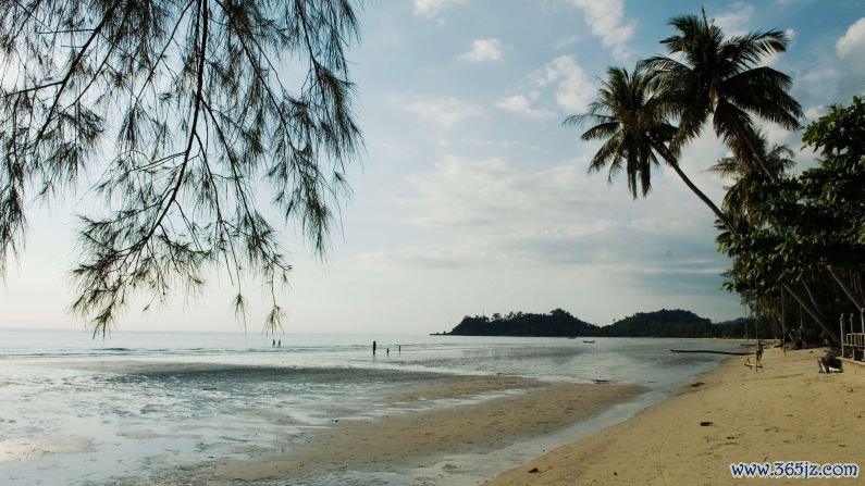 January in Thailand: A somewhat secluded beach on the west coast of Koh Chang Island. Koh Chang (meaning elephant island) is one of Thailand's largest islands. But it still has some quieter places to explore.